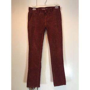 VINCE Rust Red Corduroy Straight Leg Pants Super Soft Fine Stretch sz 24